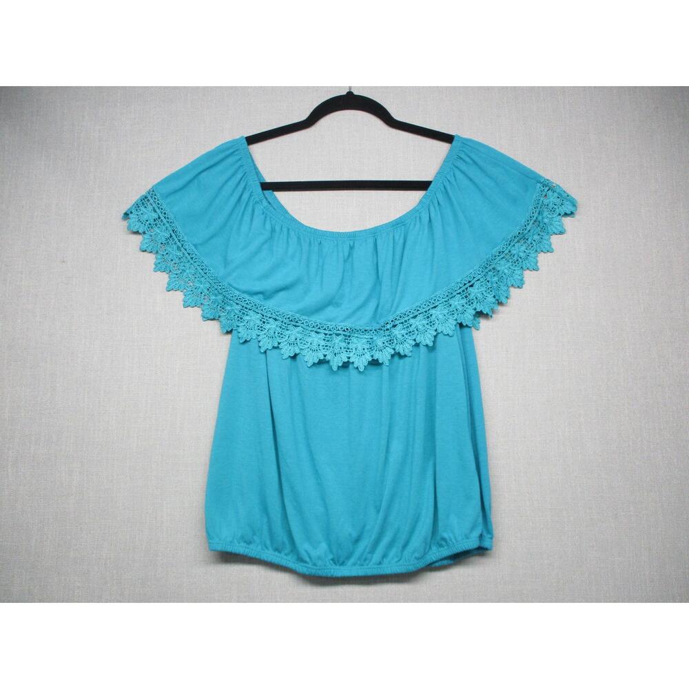 Rue21 Teal Blue Trendy Boho Off-Shoulder Top Womens Size XL